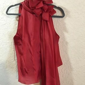 NWT Retail $895 Jackie Rogers Designer- Size 4 Organza Red Bow Top